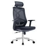 ΚΑΡΕΚΛΑ ΓΡΑΦΕΙΟΥ FLEXORA ΜΑΥΡΟ MESH-ΒΑΣΗ ΧΡΩΜΙΟΥ 60x63x125Υεκ
