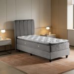 Κρεβάτι μονό Lunda ανθρακί βελούδο 90x200εκ