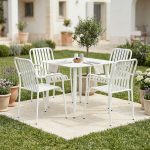 Τραπεζαρία Heven Vista σετ 5τεμ λευκό αλουμίνιο 80x80x72εκ