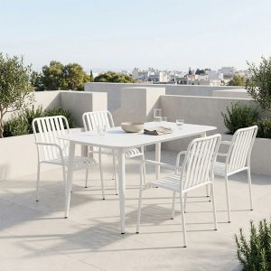 Τραπεζαρία Heven Vista σετ 5τεμ λευκό αλουμίνιο 150x80x72εκ