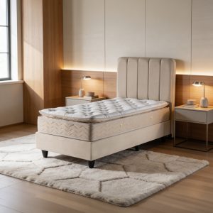 Κρεβάτι μονό Lunda κρεμ βελούδο 90x200εκ