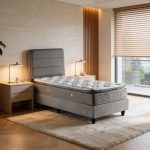 Κρεβάτι μονό Linteda ανθρακί βελούδο 90x200εκ