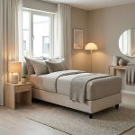 Κρεβάτι μονό Υπόστρωμα Pakda κρεμ βελούδο 90x200εκ