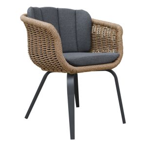 ΠΟΛΥΘΡΟΝΑ VICTUS ΑΛΟΥΜΙΝΙΟ & ΜΑΞΙΛΑΡΙΑ ΓΚΡΙ-TWIST WICKER 59x68.5x75Yεκ -Τιμή Σετ 2 τεμ.