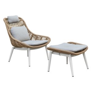 ΠΟΛΥΘΡΟΝΑ LOUNGE ΜΕ ΥΠΟΠΟΔΙΟ REMVAZZO ΑΛΟΥΜΙΝΙΟ ΜΠΕΖ--WICKER 89x94x98Υεκ