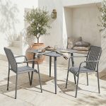 Τραπεζαρία Heven Vista σετ 3τεμ - Ανθρακί Αλουμίνιο 80x80x72εκ