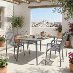 Τραπεζαρία Heven Vista σετ 5τεμ ανθρακί αλουμίνιο 150x80x72εκ