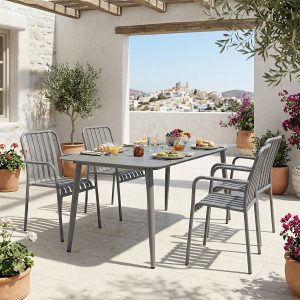 Τραπεζαρία Heven Vista σετ 5τεμ ανθρακί αλουμίνιο 150x80x72εκ