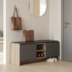 Έπιπλο εισόδου σκαμπό-παπουτσοθήκη Zulla 10 ζεύγων sonoma- ανθρακί 110x37x43εκ