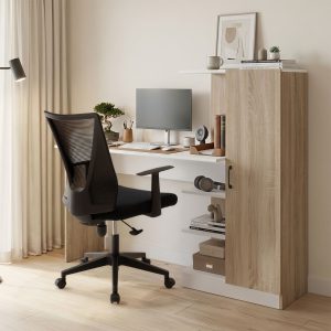 Γραφείο με βιβλιοθήκη και ντουλάπι Ofisio sonoma-λευκό 152.3x40x120εκ