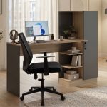 Γραφείο με βιβλιοθήκη και ντουλάπι Ofisio sonoma-ανθρακί 152.3x40x120εκ