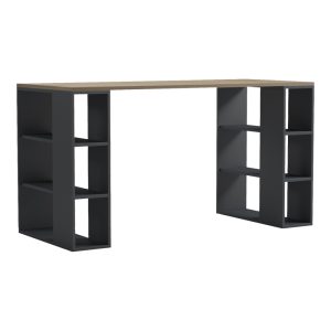 Γραφείο με ραφιέρα Colmar ανθρακί- sonoma 140x60x75εκ