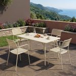 Τραπεζαρία Moraja Federal σετ 5τεμ κρεμ μέταλλο 140x80x72εκ