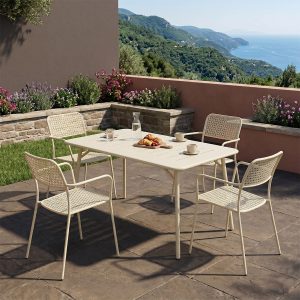 Τραπεζαρία Moraja Federal σετ 5τεμ κρεμ μέταλλο 140x80x72εκ