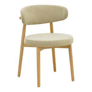 Καρέκλα Luben ύφασμα γκρι - rubberwood σε φυσική απόχρωση 53x54x79εκ -Τιμή Σετ 2 τεμ.