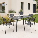 Τραπεζαρία Moraja Deraby σετ 5τεμ μαύρο μέταλλο 140x80x72εκ