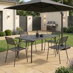 Τραπεζαρία Moraja Federal σετ 5τεμ μαύρο μέταλλο 140x80x72εκ