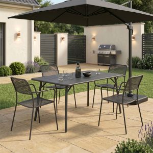 Τραπεζαρία Moraja Federal σετ 5τεμ μαύρο μέταλλο 140x80x72εκ