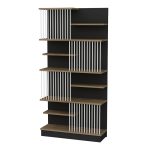 Βιβλιοθήκη Gassim μαύρο-καρυδί-λευκό 80x26,4x160εκ