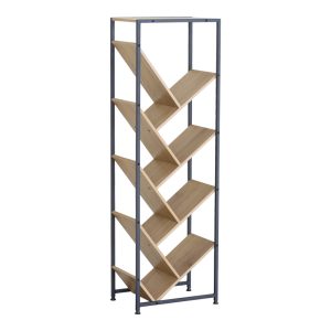 Βιβλιοθήκη Orunta oak μαύρο μέταλλο 40x26,5x125εκ