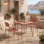 Τραπεζαρία Moraja Deraby σετ 3τεμ terracotta μέταλλο 70x70x73εκ