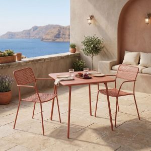 Τραπεζαρία Moraja Federal terracotta μέταλλο 70x70x73εκ