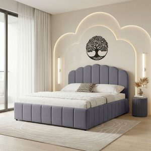 Κρεβάτι Tatiana ύφασμα γκρι με αποθηκευτικό χώρο 120x200εκ