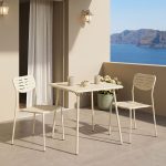 Τραπεζαρία Moraja Deraby I σετ 3τεμ κρεμ μέταλλο 70x70x73εκ