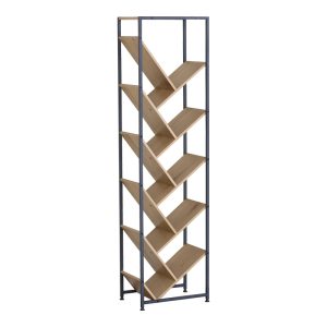 Βιβλιοθήκη Orunta oak-μαύρο μέταλλο 40x26,5x150εκ