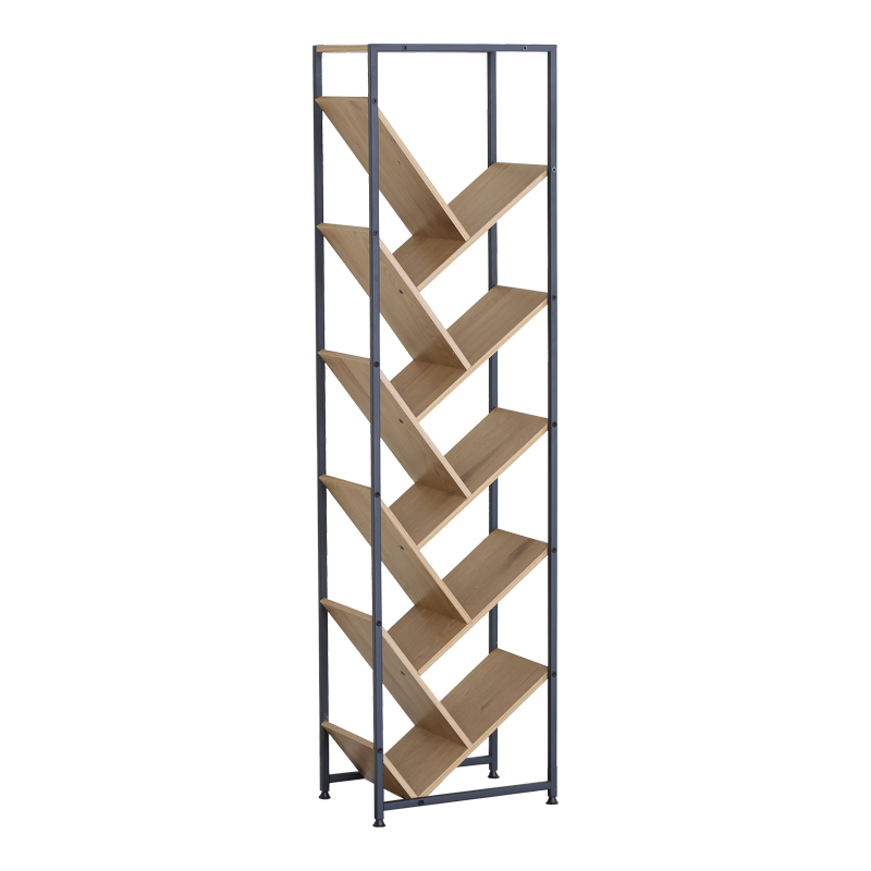 Βιβλιοθήκη Orunta oak-μαύρο μέταλλο 40x26,5x150εκ