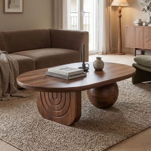 Τραπέζι σαλονιού Kane μασίφ ξύλο ακακίας καρυδι 110x72x38εκ