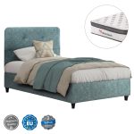 ΚΡΕΒΑΤΙ ΗΜΙΔΙΠΛΟ DOLORES ΜΕ ΣΤΡΩΜΑ LIGHT GREEN ΥΦΑΣΜΑ τ.NUBUCK--ΓΙΑ 120x200εκ