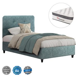 ΚΡΕΒΑΤΙ ΗΜΙΔΙΠΛΟ DOLORES ΜΕ ΣΤΡΩΜΑ LIGHT GREEN ΥΦΑΣΜΑ τ.NUBUCK--ΓΙΑ 120x200εκ