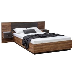 ΚΡΕΒΑΤΙ CARYS 160x200 με κομοδίνα καρυδί/wenge