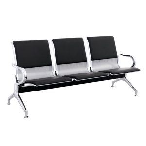 ΚΑΘΙΣΜΑ ΑΝΑΜΟΝΗΣ 3ΘΕΣΙΟ AVIATOR ΜΕΤΑΛΛΟ PU ΜΑΥΡΟ 171x64x77Υ