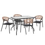 ΣΕΤ τραπεζαρίας 5τμχ Adam 110x60x71Y μαύρο μπεζ