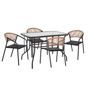 ΣΕΤ τραπεζαρίας 5τμχ Adam 110x60x71Y μαύρο μπεζ