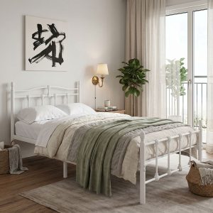 Κρεβάτι Wotso μεταλλικό λευκό 90x190x100εκ