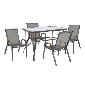 ΣΕΤ Τραπεζαρίας 5τμχ Μεταλλικό Γκρι 110x60x71Y εκ.