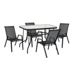 ΣΕΤ τραπεζαρίας 5τμχ Leone 110x60x71Y μαύρο