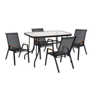 ΣΕΤ τραπεζαρίας 5τμχ Leone 110x60x71Y μαύρο