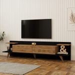 Έπιπλο τηλεόρασης Astry oak ανθρακί 180x36,8x45εκ