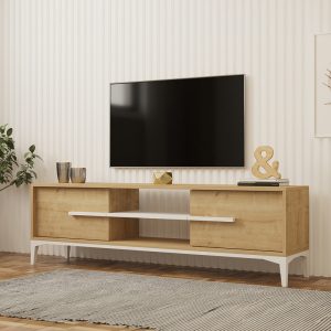 Έπιπλο τηλεόρασης Eslem φυσικό λευκό 160x34,6x48,1εκ
