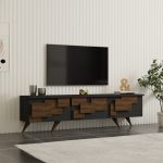Έπιπλο τηλεόρασης Trida καρυδί ανθρακί 160x35x45εκ