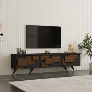Έπιπλο τηλεόρασης Trida καρυδί ανθρακί 160x35x45εκ