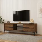 Έπιπλο τηλεόρασης Eslem καρυδί ανθρακί 160x34,6x48,1εκ
