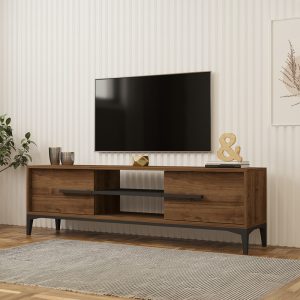 Έπιπλο τηλεόρασης Eslem καρυδί ανθρακί 160x34,6x48,1εκ