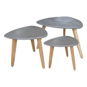 ΣΕΤ 3 Βοηθητικά Τραπεζάκια PRANTIS Fiber Cement Γκρι 60x60x45