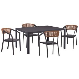 ΣΕΤ τραπεζαρίας εξωτερικού χώρου MIRI 150x90x75 εκ. σκούρο γκρι