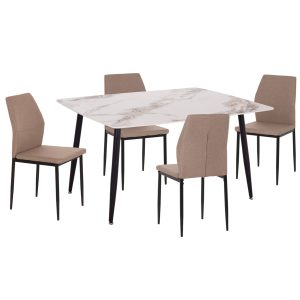 ΣΕΤ τραπεζαρίας 5τμχ τραπέζι 140x80x74 & 4 καρέκλες μπεζ